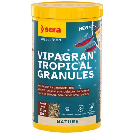 Sera Vipagran Nature | Lassan süllyedő granulált alapeleség díszhalak számára – 1000 ml / 370 g