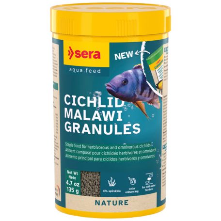 Sera Cichlid Malawi Granules | Algaevő sügérek granulált alapelesége – 250 ml (135 g)