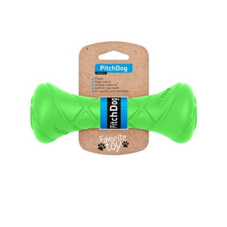 PitchDog Safe And Durable Barbell-Shaped Dog Toy | Játék (súlyzó,lime) kutyák részére - 7x19 cm