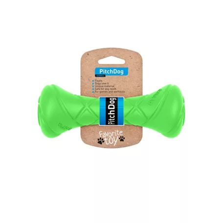 PitchDog Safe And Durable Barbell-Shaped Dog Toy | Játék (súlyzó,lime) kutyák részére - 7x19 cm