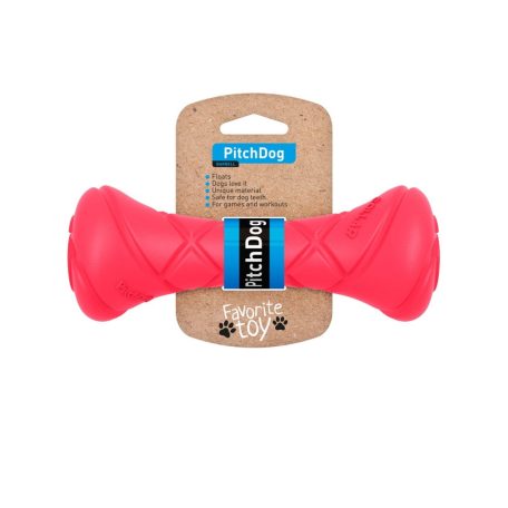 PitchDog Safe And Durable Barbell-Shaped Dog Toy | Játék (súlyzó,pink) kutyák részére - 7x19 cm