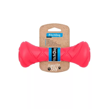 PitchDog Safe And Durable Barbell-Shaped Dog Toy | Játék (súlyzó,pink) kutyák részére - 7x19 cm
