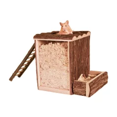   Trixie Play and Burrow Tower | Kéregfa ásó- és játszótorony hörcsögök részére – 25 × 24 × 20 cm