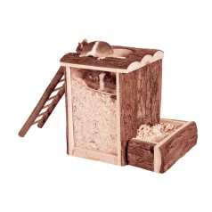   Trixie Play and Burrow Tower | Kéregfa ásó- és játszótorony hörcsögök részére – 25 × 24 × 20 cm