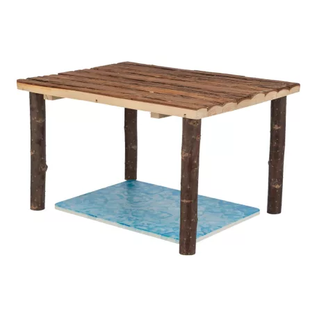 Trixie Natural Living | Természetes fa asztalka és rágójáték nyulaknak – 2 db / 9 × 2 cm