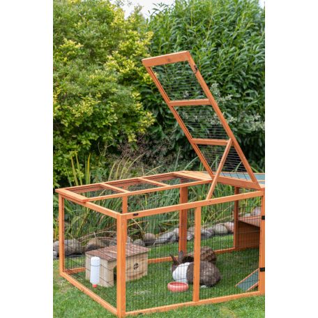 Trixie XXL Outdoor Run | Óriás kültéri fém kifutó védőfedéllel nyulak számára – 233 × 79 × 116 cm