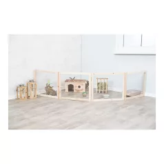   Trixie Indoor Run | Beltéri fa-fém kifutó törpenyulak és tengerimalacok részére – 4 elem, 60 × 50 cm