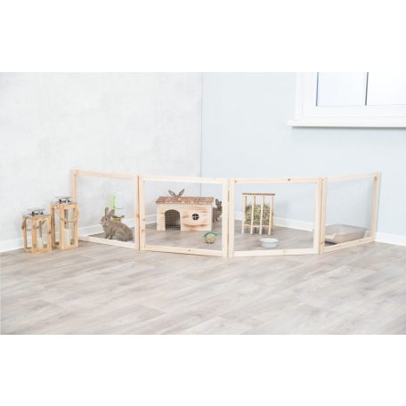 Trixie Indoor Run | Beltéri fa-fém kifutó törpenyulak és tengerimalacok részére – 4 elem, 60 × 50 cm