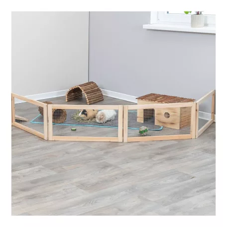 Trixie Indoor Run | Beltéri fa-fém kifutó törpenyulak és tengerimalacok részére – 4 elem, 60 × 50 cm