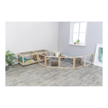 Trixie Indoor Run | Beltéri fa-fém kifutó törpenyulak és tengerimalacok részére – 4 elem, 60 × 50 cm