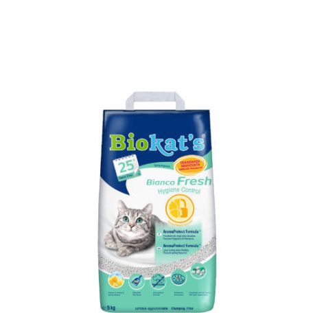 Gimpet Biokats Bianco Fresh | Csomósodó macskaalom friss illattal - 5 Kg