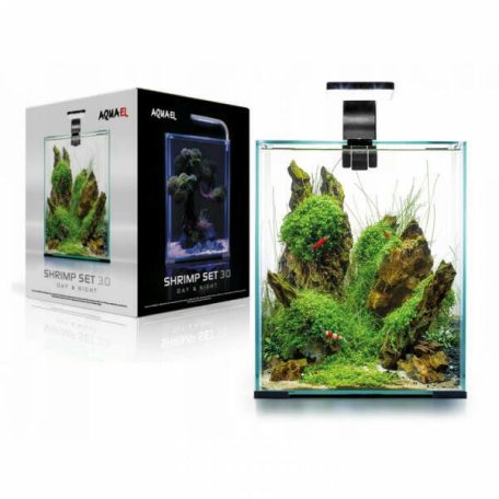 Aquael Shrimp Set Smart Day&Nnight 30 black | Nano akvárium (fekete) garnélarákoknak és kisebb halaknak - 29x29x35 cm