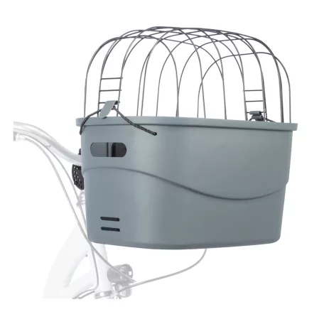 Trixie | Front Bicycle Basket | biztonságos kerékpáros hordozó kutyáknak – szürke, 42 × 39 × 30 cm, max. 5 kg