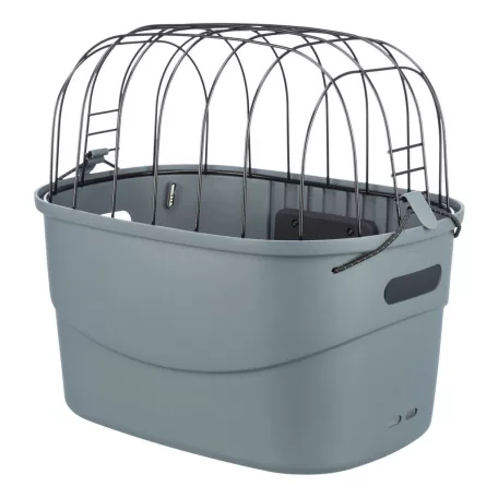 Trixie | Front Bicycle Basket | biztonságos kerékpáros hordozó kutyáknak – szürke, 42 × 39 × 30 cm, max. 5 kg
