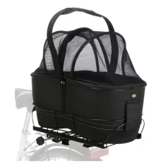   Trixie | Dog Bicycle Basket Long for Wide Bike Racks | biztonságos kerékpáros hordozó kutyáknak – fekete, 29 × 49 × 60 cm, max. 8 kg