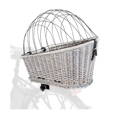 Trixie | Bicycle Basket for Bike Racks | biztonságos kerékpáros hordozó kisállatoknak – szürke, 35 × 49 × 55 cm, max. 8 kg