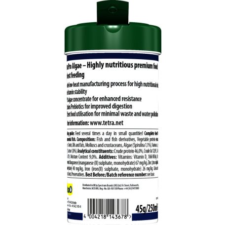 TetraPRO Algae Multi-Crisps | Prémium kíméletes eljárással készült táp Spirulina algával – 250 ml