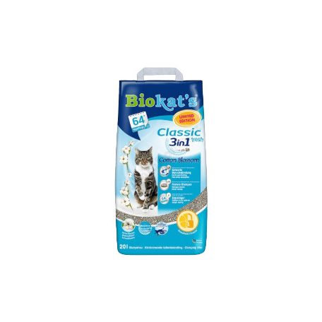 Gimpet Biokats Cotone Blossom Classic 3 in 1 | Csomósodó macskaalom friss illattal - 5 Kg