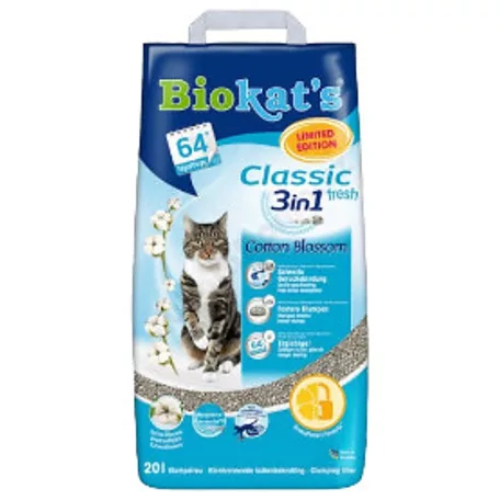 Gimpet Biokats Cotone Blossom Classic 3 in 1 | Csomósodó macskaalom friss illattal - 5 Kg