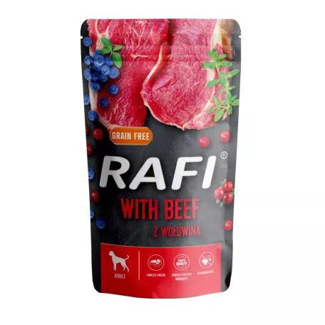 RAFI kutya pástétom marha, vörös és kék áfonyával tasak 500g