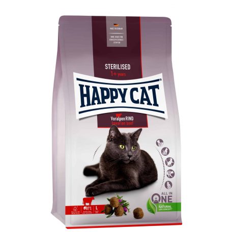 Happy Cat Sterilised Voralpen Rind | Marha ízű száraz macskatáp - 10 Kg