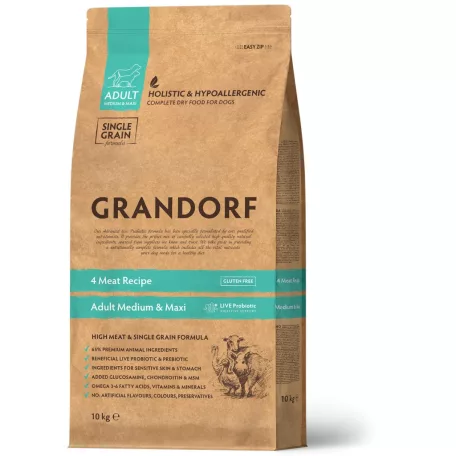 GRANDORF 4 Meat and Brown Rice Adult Medium and Maxi 10 Kg száraz kutyatáp