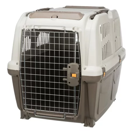 Trixie | Transport Box Skudo | biztonságos, jól szellőző szállítóbox kutyáknak – tópszín/homok, (M), 59 × 65 × 79 cm, max. 35 kg