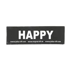   Julius-K9 | Hámfelirat | Cserélhető tépőzáras felirat – HAPPY (nagy)