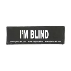   Julius-K9 | Hámfelirat | Cserélhető tépőzáras felirat – I'M BLIND (kicsi)