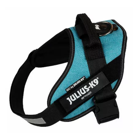 Julius-K9 | IDC Powerhám | Ergonomikus, fényvisszaverő kutyahám – türkizkék (L/1) 63–85 cm
