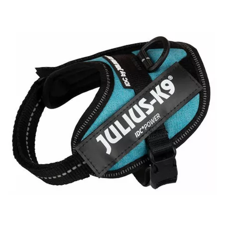 Julius-K9 | IDC Powerhám | Ergonomikus, fényvisszaverő kutyahám – türkizkék (2XS/Baby 2) 33–45 cm