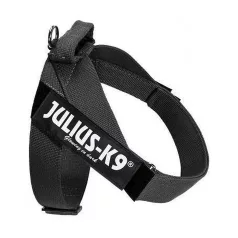   Julius-K9 | Color&Gray IDC | Könnyű, gyorsan száradó hevederhám – fekete/szürke (L/1) 63–85 cm