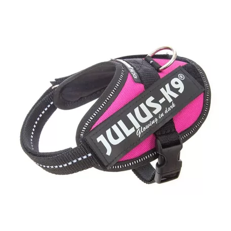 Julius-K9 | Powerharness | Ergonomikus, fényvisszaverő kutyahám – sötét pink (2XS/Baby 2) 33–45 cm