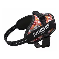   Julius-K9 | IDC Powerhám | Ergonomikus, fényvisszaverő kutyahám – rózsaszín virágmintás (XS/Mini-Mini) 40–53 cm