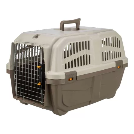 Trixie | Transport Box Skudo | biztonságos, jól szellőző szállítóbox kutyáknak – tópszín/homok, (S), 40 × 39 × 60 cm, max. 24 kg
