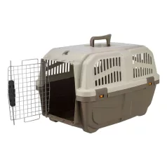   Trixie | Transport Box Skudo | biztonságos, jól szellőző szállítóbox kutyáknak – tópszín/homok, (S), 40 × 39 × 60 cm, max. 24 kg