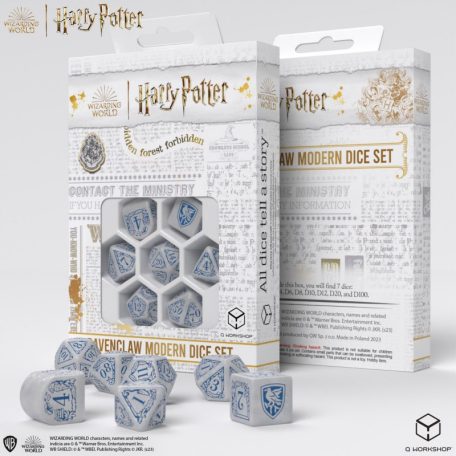 Harry Potter | Ravenclaw Modern Dice Set – Fehér-kék modern szerepjáték kocka szett