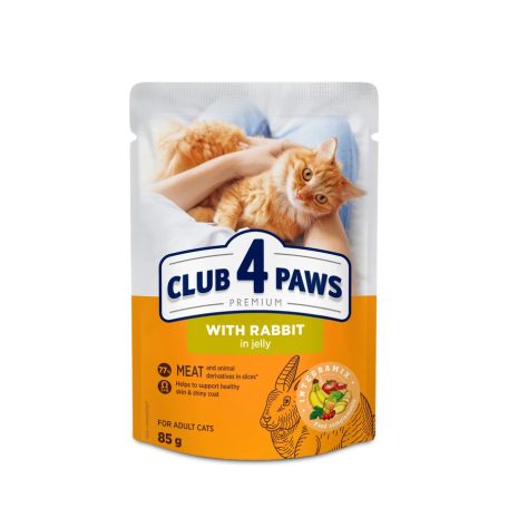 CLUB 4 PAWS Premium Nyúl Zselében Nedves Macskaeledel 85 g