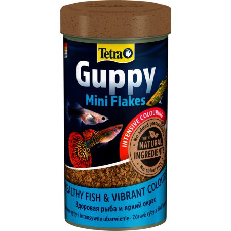 Tetra Guppy Mini Flakes | Prémium mini lemezes táp guppik és elevenszülők számára – 250 ml