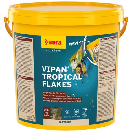 Sera Vipan Nature XL | Nagyméretű lemezes alapeleség nagytestű díszhalak számára – 4 kg (vödör)