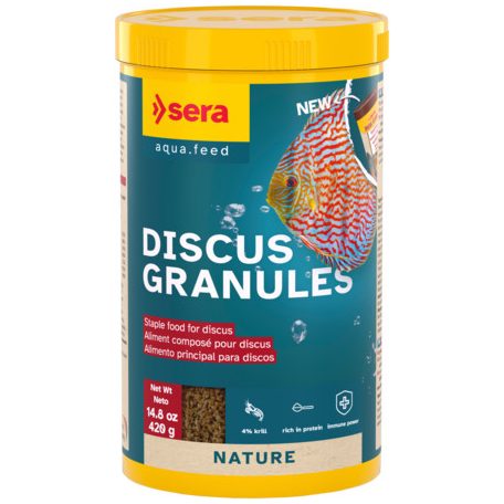 Sera Discus Granules Nature | Lassan süllyedő granulált alapeleség diszkoszhalak számára – 1000 ml / 420 g