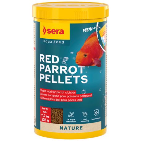 Sera Red Parrot Pellets | Színfokozó granulált táp vörös papagájsügérek részére – 1000 ml / 320 g