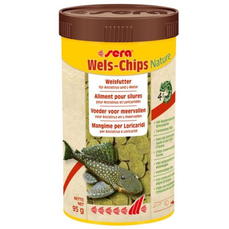 Sera | Nature | Wels-Chips | Süllyedő táplálék | Algaevő díszhalak számára - 250 ml/95 g