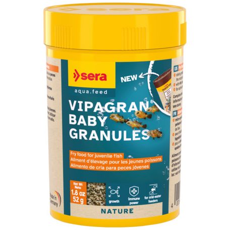Sera Vipagran Baby | Prémium mikro-granulátum növendék díszhalak számára – 100 ml / 52 g