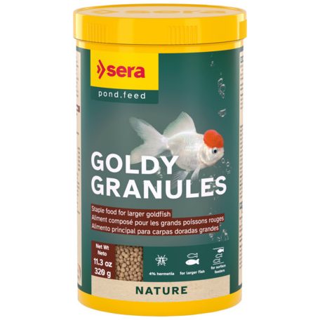 Sera Goldy Granules | Színfokozó granulált alapeleség aranyhalak és hidegvízi halak számára – 250 ml (80 g)