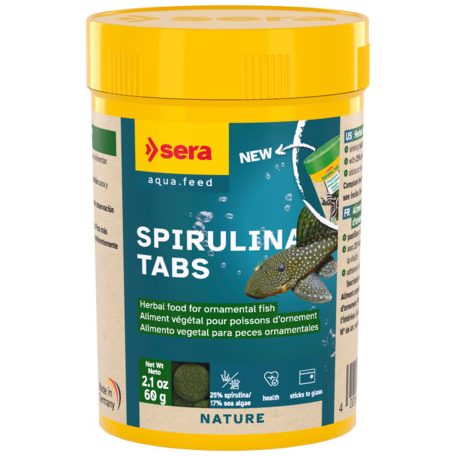Sera Spirulina Tabs Nature | Tapadó tablettás növényi eledel díszhalak számára – 100 ml / 60 g / 100 db tabletta
