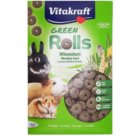 Vitakraft Green Rolls (lucerna, széna, vitaminokkal) | Kiegészítő eledel rágcsálóknak – 500 g