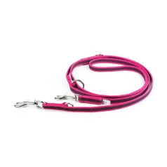   Julius-K9 | Color&Gray | Gumírozott, több ponton állítható póráz – pink/szürke 14 mm / 2,2 m