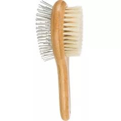   Trixie Brush Double-Sided | Kétoldalas szőrápoló kefe bambusz nyéllel – 6 × 22 cm