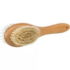   Trixie Brush Double-Sided | Kétoldalas szőrápoló kefe bambusz nyéllel – 6 × 22 cm